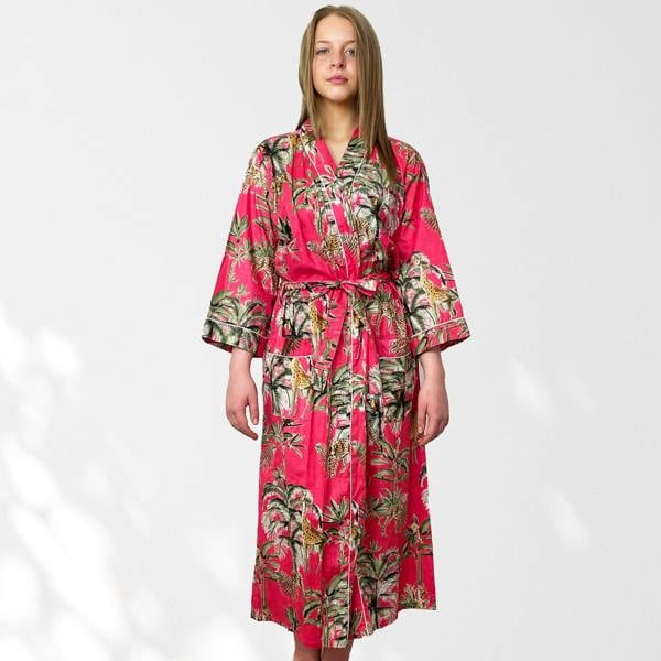 Hayley & Co Giraffe Print 100% Cotton Dressing Gown