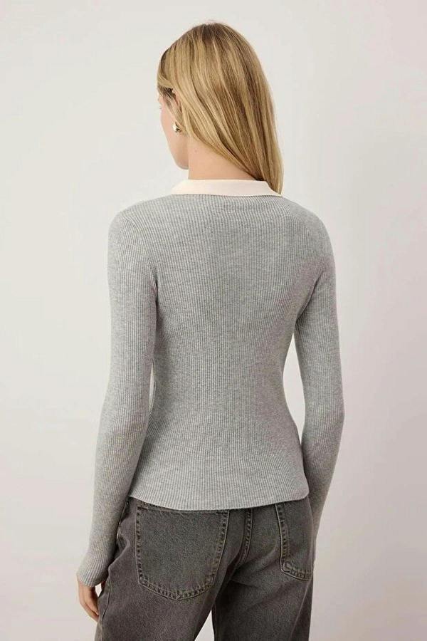 WOVCOR Waist Draped Thin Knit Sweater