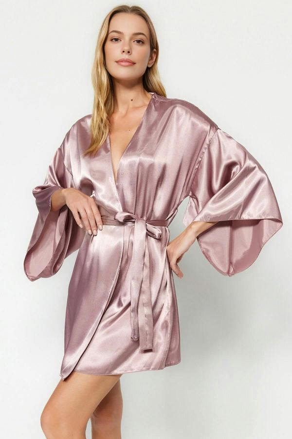 WOVCOR Satin Woven Dressing Gown with Belt