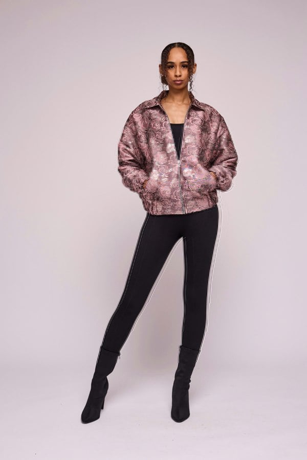 Isha's Timeless collection Dusky Silvery Flora Bomber Jacket