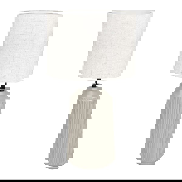EGLO Capalbio Sandy Ceramic/White Fabric Ribbed Table Lamp
