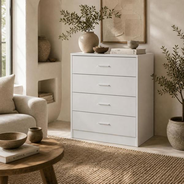 Wyld Haus Ziroma Metal And Wood White 4 Drawer Storage Chest