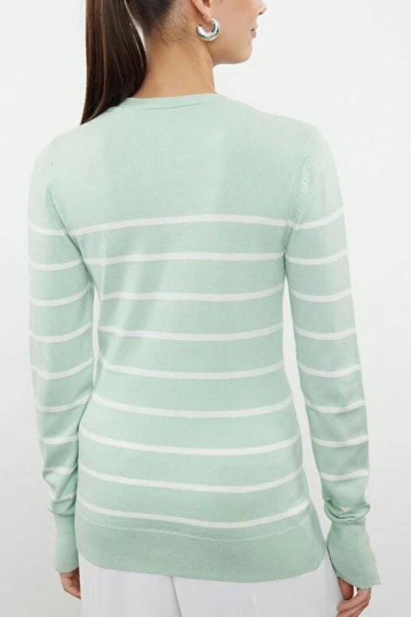 WOVCOR Crew Neck Striped Knit Sweater
