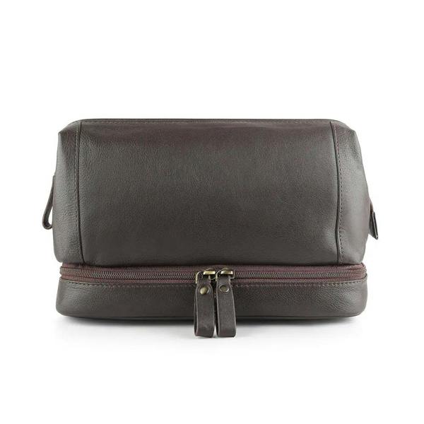 Leather Toiletry Wash Bag Brown 7