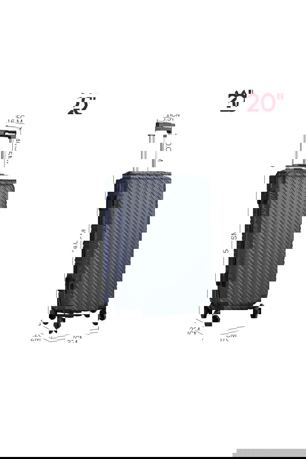 Living and Home Set of 3 Lightweight Hardside Travel Suitcase with Spinner Wheels, Blue