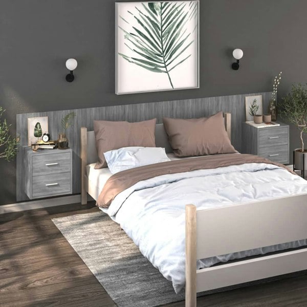 Berkfield Wall-mounted Bedside Cabinets 2 pcs Grey Sonoma