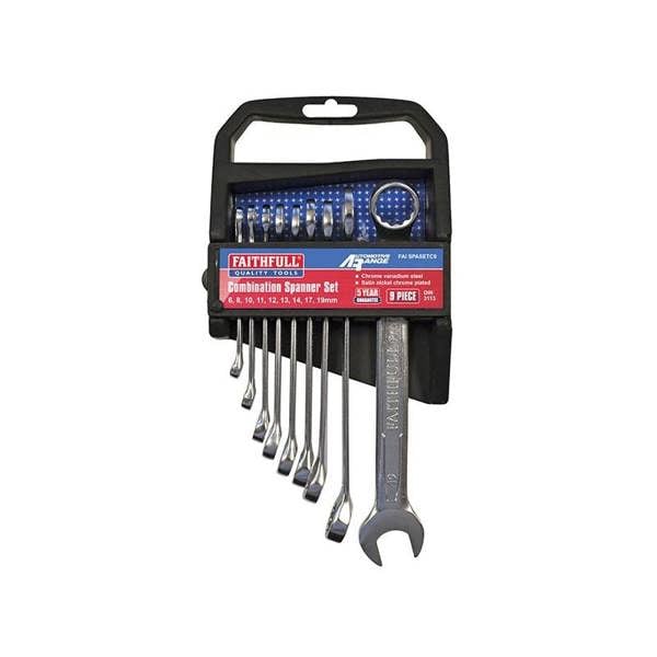 Faithfull Combination Spanner Set, Chrome Vanadium - Multi Colour - 