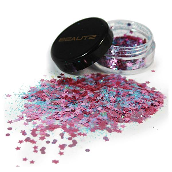 Aquarius Beautz Chunky Glitter Fairy 10ml Pot 5g Cosmetic Body Face Festival Purple Glam