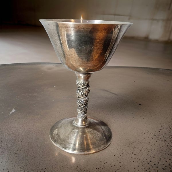 silver goblet candle