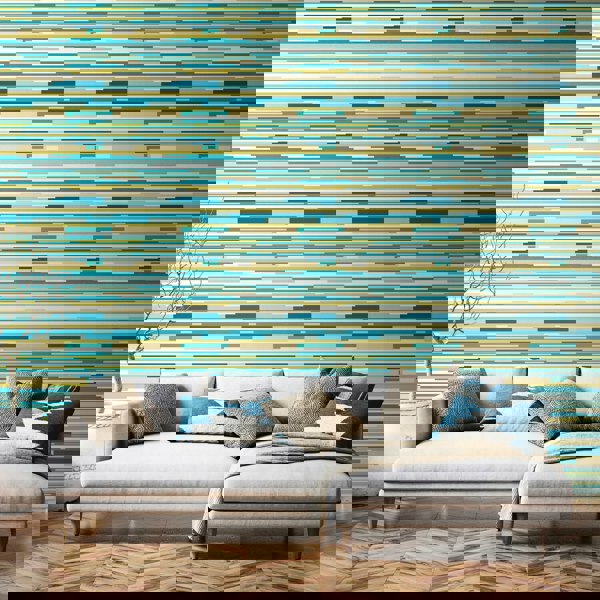 Hoopla Walls Horizontal Stripe - Teal Blue 10m Wallpaper