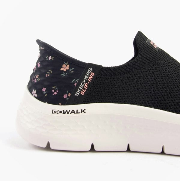 Skechers GO WALK FLEX - SUNSET ROSE Womens Trainers Black/Pink