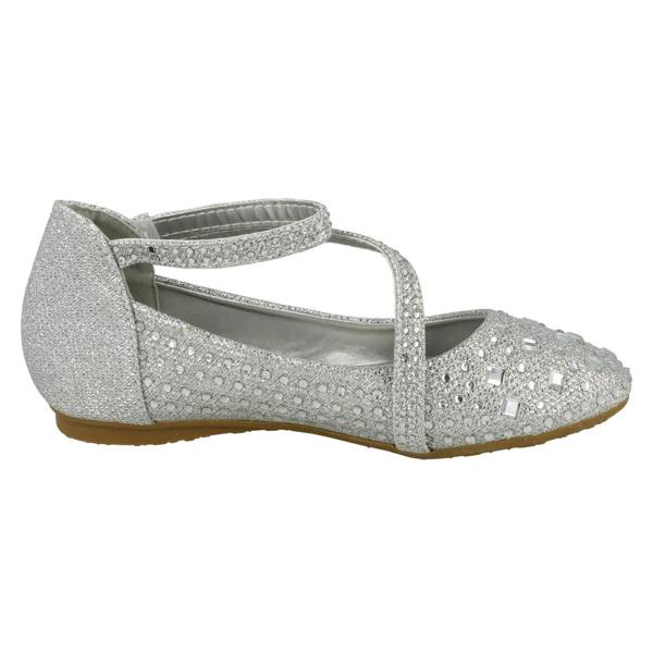 Spot On Girls Spot On Glitter Flat Ballerina Party Shoes H2335