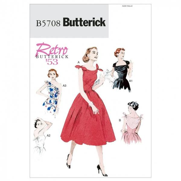 Butterick Sewing Pattern 5708, Dresses, Vintage Style for Women, 6-8-10-12-14 - Easy