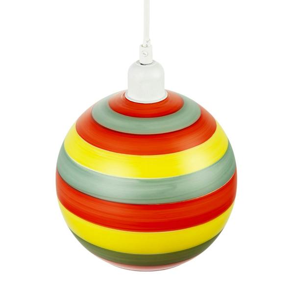 Multicolour Striped Glass Globe Pendant Shade with Retro Character Image 3
