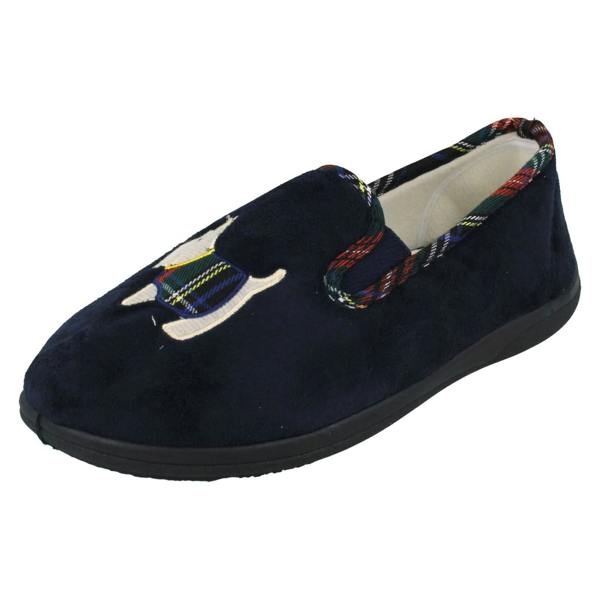 Padders Ladies Padders Wide Fitting Slippers With Dog Detail Dandie
