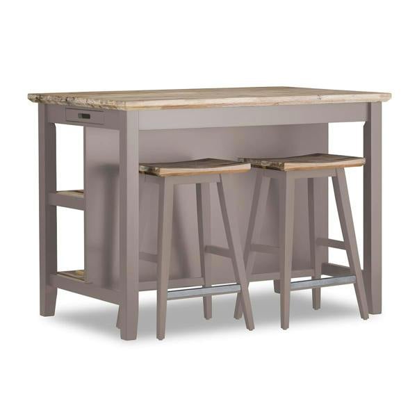 Statement Furniture Florence Breakfast Bar Kitchen Island with Shelves