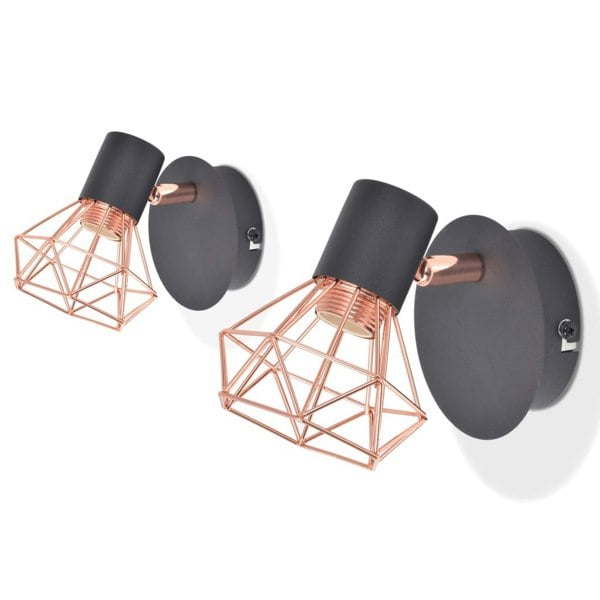 Berkfield Wall Lamp 2 pcs E14 Black and Copper