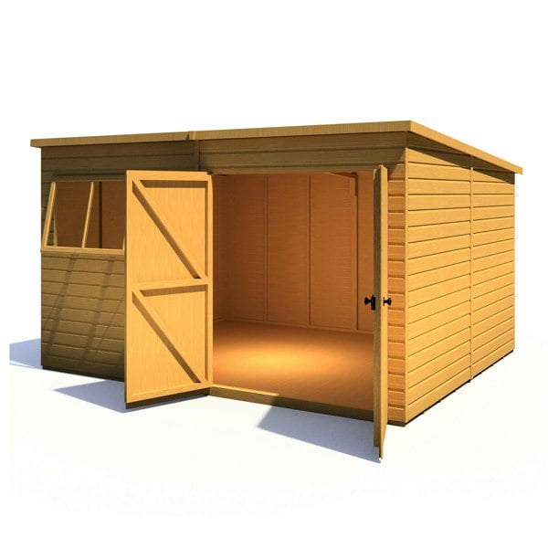 Shire Ranger 12x10 Double Door Premium Pent interlock Shiplap Shed - Best Shed