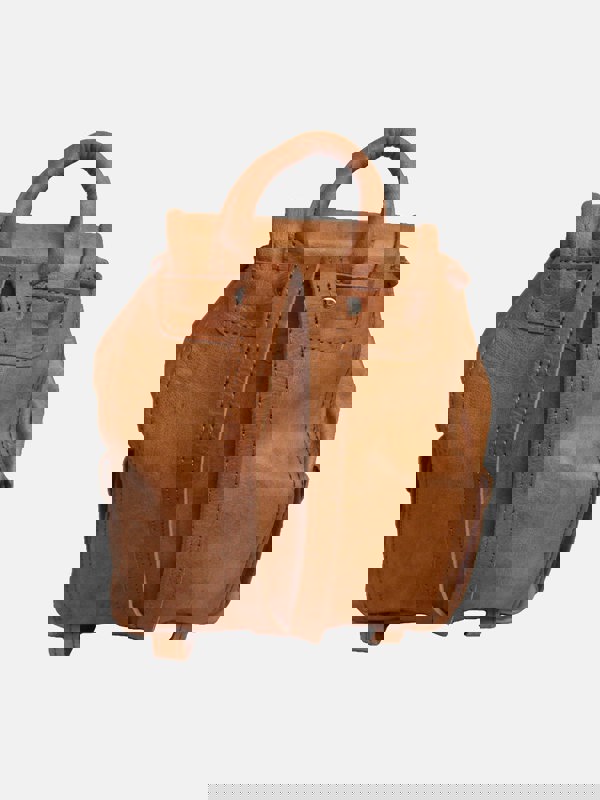 Small Leather Rucksack Tan Back