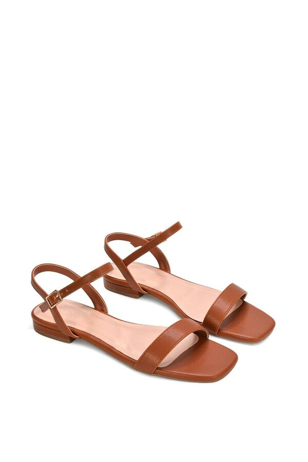 XY LONDON Open Toe Flat Strappy Sandals With Ankle Strap
