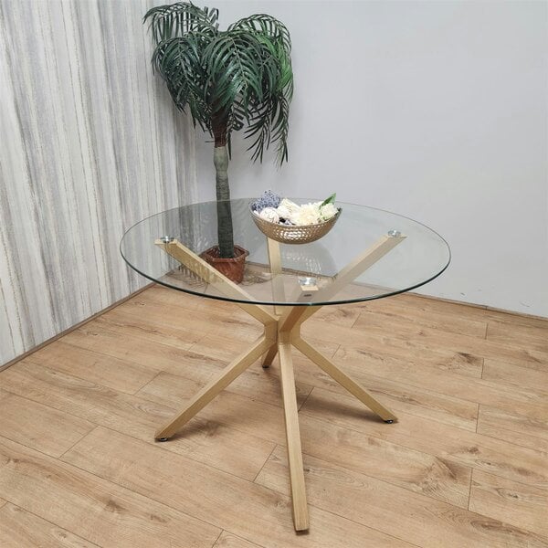 Kosy Koala Dining Table Clear Glass Kitchen Place for 4 Seats, Dining Table Only (Clear H 75 x L 100 x W 100 cm)