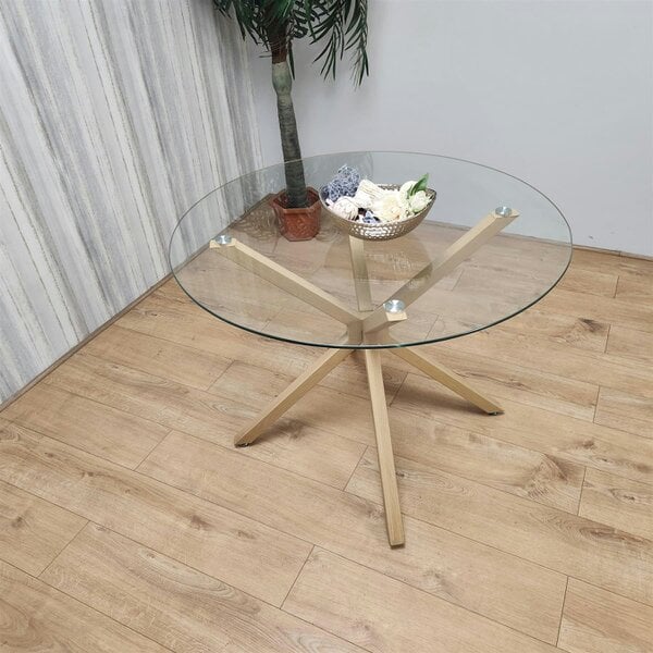Kosy Koala Dining Table Clear Glass Kitchen Place for 4 Seats, Dining Table Only (Clear H 75 x L 100 x W 100 cm)