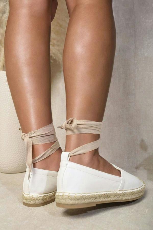 Zoey Tie Leg Espadrille Sandals - White