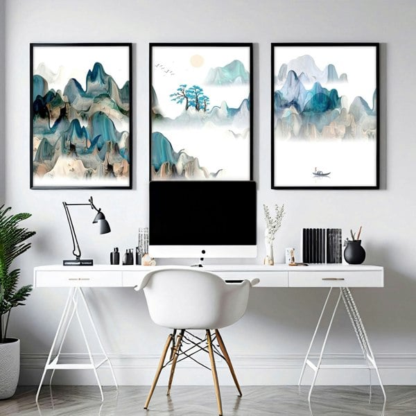 Japanese landscape art | set of 3 wall art for home office