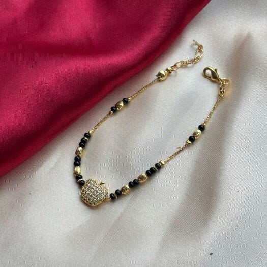 The Colourful Aura 18k Gold plated Black Bead Nazar Charm bracelet