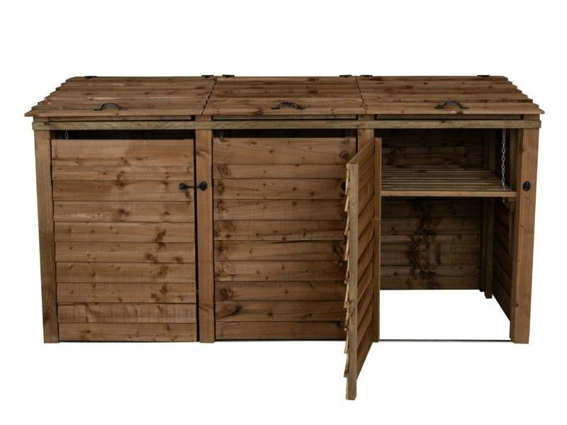 Arbor Garden Solutions Wooden Wheelie Bin Store, Brown Finish