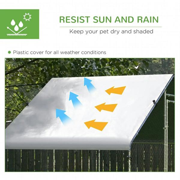 Galvanized chicken coop with rain-sun PE awning over the top