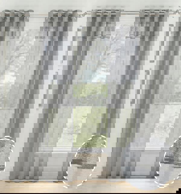 Tyrone Textiles Textured Fabric Header Voile Panels Pair with Eyelet Header