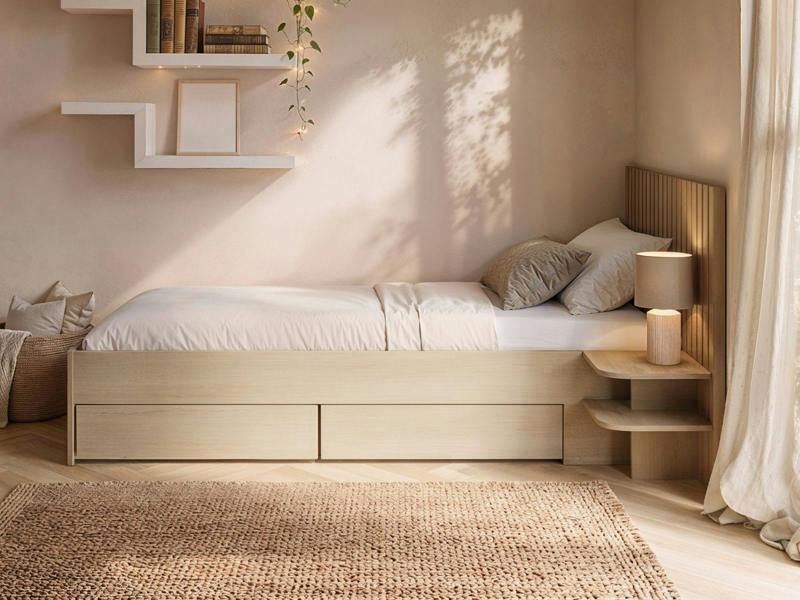 SOLACE+CO Taylor Single Bed with Side Table and Drawers