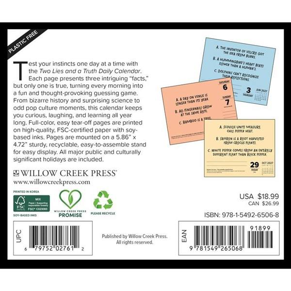 Two Lies and a Truth Desk Calendar 2027, Desk Calendars, Day To View, Humour, Gift