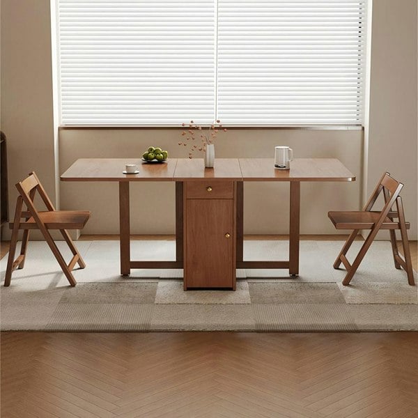 Salgado Folding Dining Table With Storage, Solid Wood with fold up dining table chairs