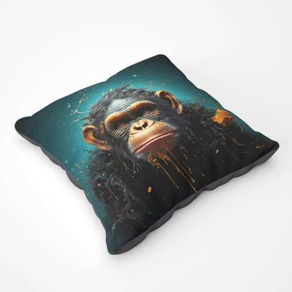 Warren Reed Monkey Face Splashart Blue Floor Cushion