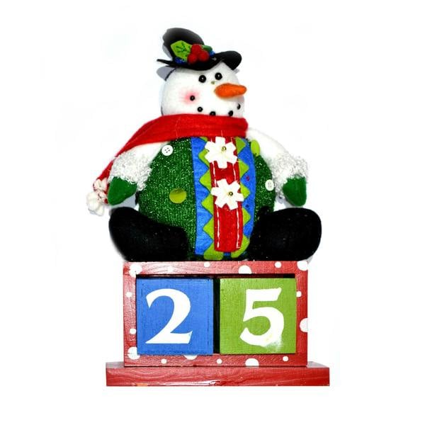 17cm Wooden Changeable Number Christmas Calendar Snowman Theme Decorative Block image 1