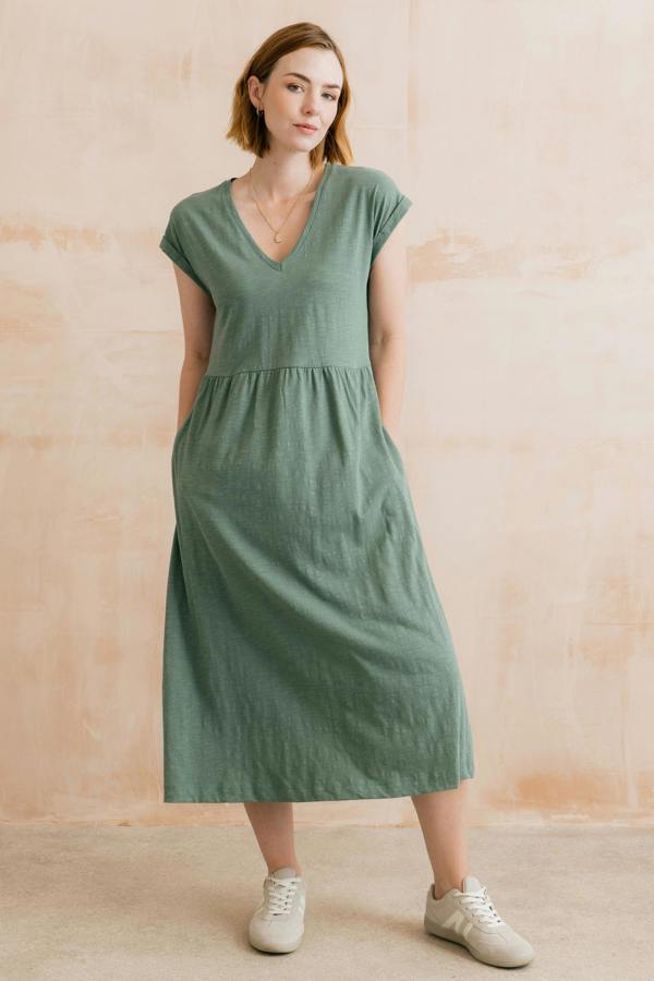 Lily & Me Shine Organic Cotton Jersey Dress Laurel Green