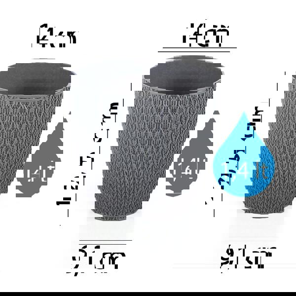 Gr8 Garden Set Of 4 Grey Sumela Knitted Flower Plant Pot Planter With Tray Indoor Garden