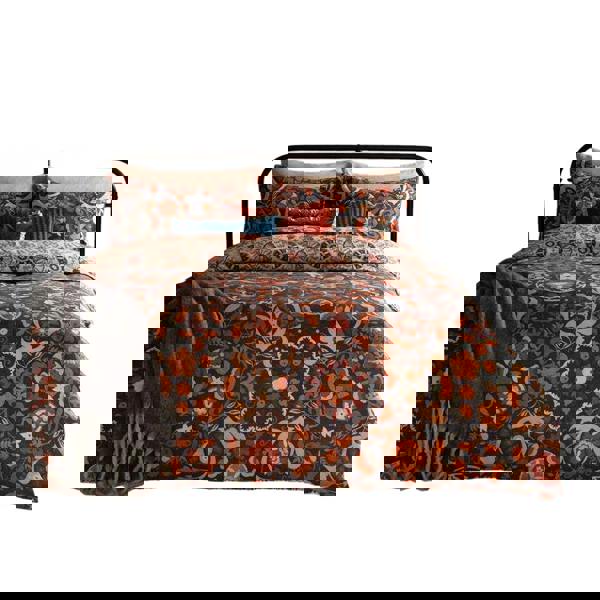 Furn Kinfolk Reversible Printed Duvet Cover Set - Denim Blue