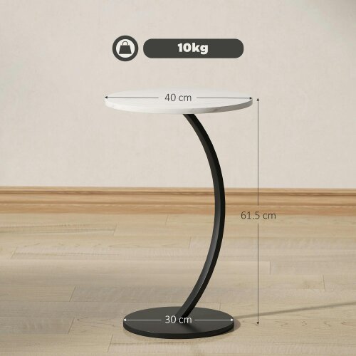 Wyld Haus Dimo Round C Shaped Side Table With Marble Effect Top