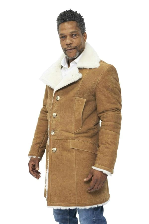 Infinity Leather Mens Warm Sheepskin Trench Coat-Lewes