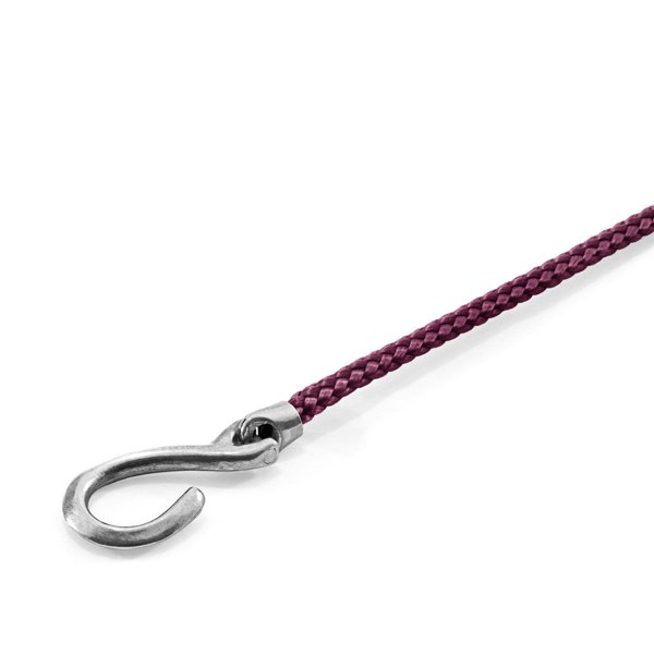 Anchor & Crew Aubergine Purple Heysham Silver and Rope Bracelet