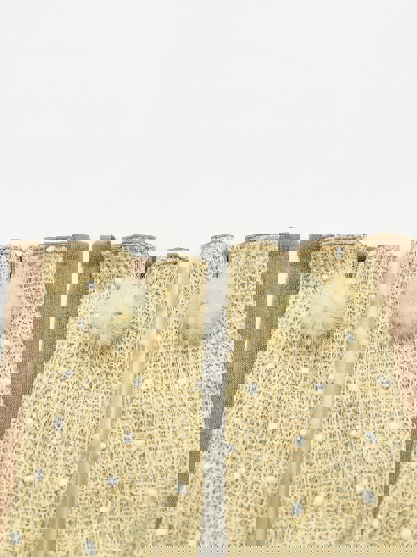 SVNX Beige crochet gloves with Pom Pom