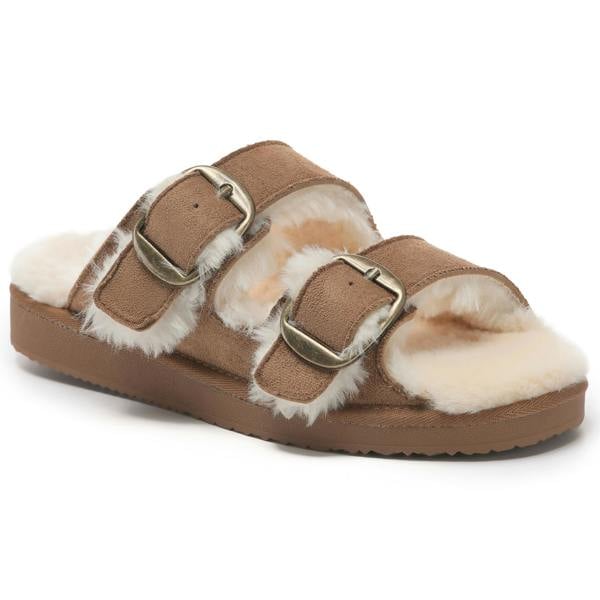 VIVA Polar Womens Strap Slide Sandals – Open-Toe Suede Slides Buckle Strap