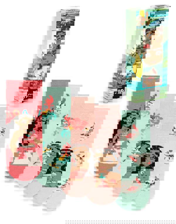 Disney Girls Multicoloured Moana Calf Socks Set of 5