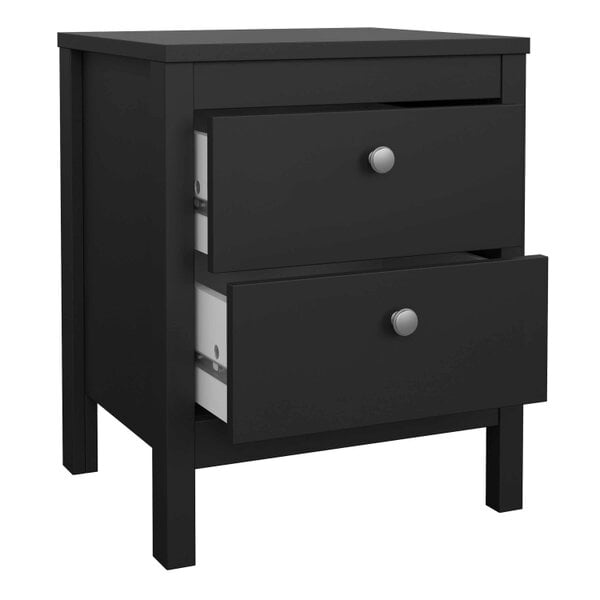 Wyld Haus Gossmere Matt Black Bedroom Set - Bedside Table + Chest of Drawers + Wardrobe 2 Doors
