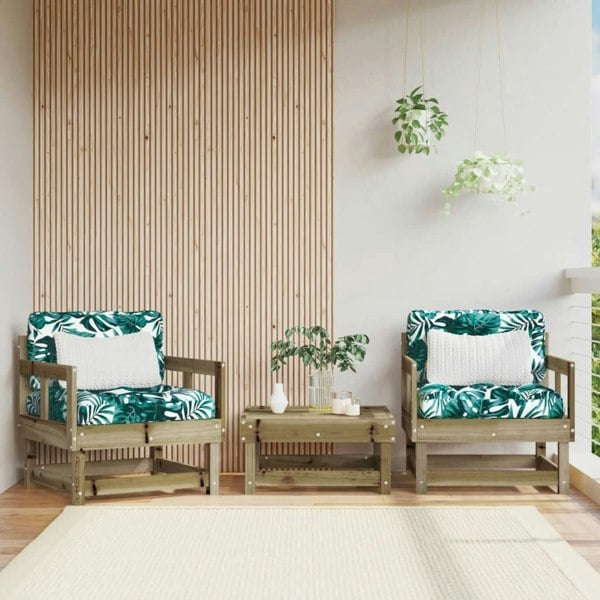 Berkfield Garden Chairs with Cushions 2 pcs Impregnated Wood Pine
