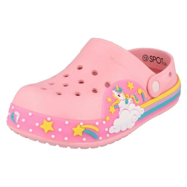 Spot On Girls Spot On Clogs With Unicorn Design And Lights H2695