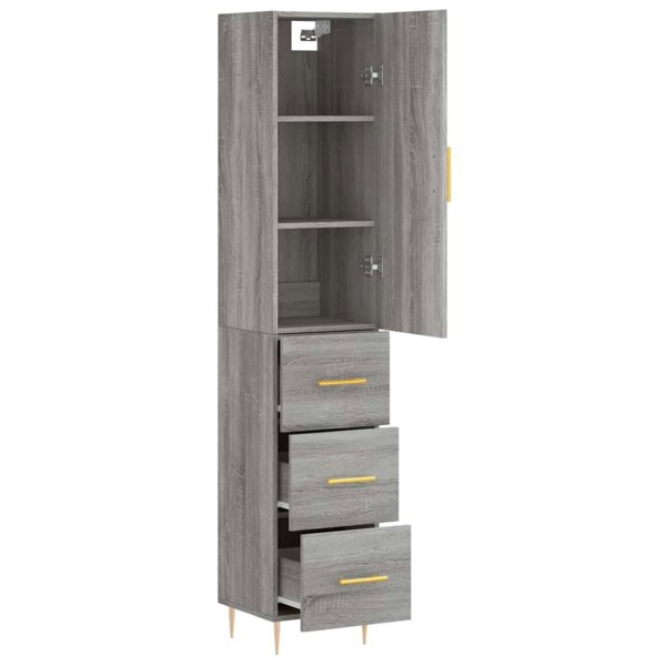 Berkfield Highboard Grey Sonoma 34.5x34x180 cm Engineered Wood